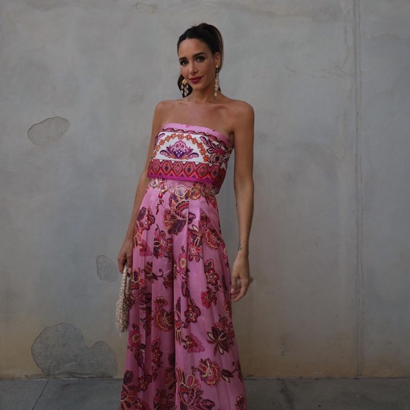 ZARA STRAPLESS FLORAL PRINT JUMPSUIT - Picture 6 of 16